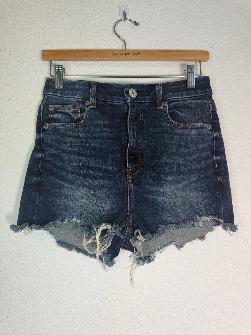 American Eagle Outfitters Women’s Blue Super Stretch Curvy Hi-Rise‎ Shortie, 8